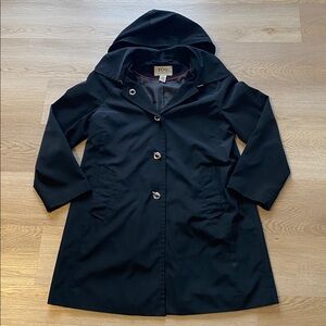 London Fog Hooded Midi Trench Coat